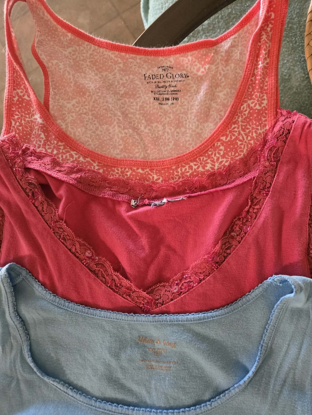 Faded Glory Pink Lace Trim Tank Top